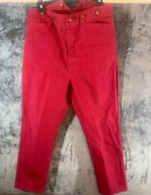 Frontier Classics Red Old West Pioneer Pants Size 38 Cinch Back Cowboy SASS Vtg